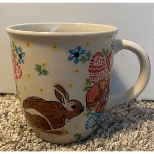 Polish Pottery Easter Bunny Mug Floral Coffee Tea UNIKAT Poland Spring